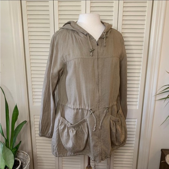 Eileen Fisher 100% Irish Linen Hooded Jacket with Pockets and Drawstrings EUC - Picture 8 of 11